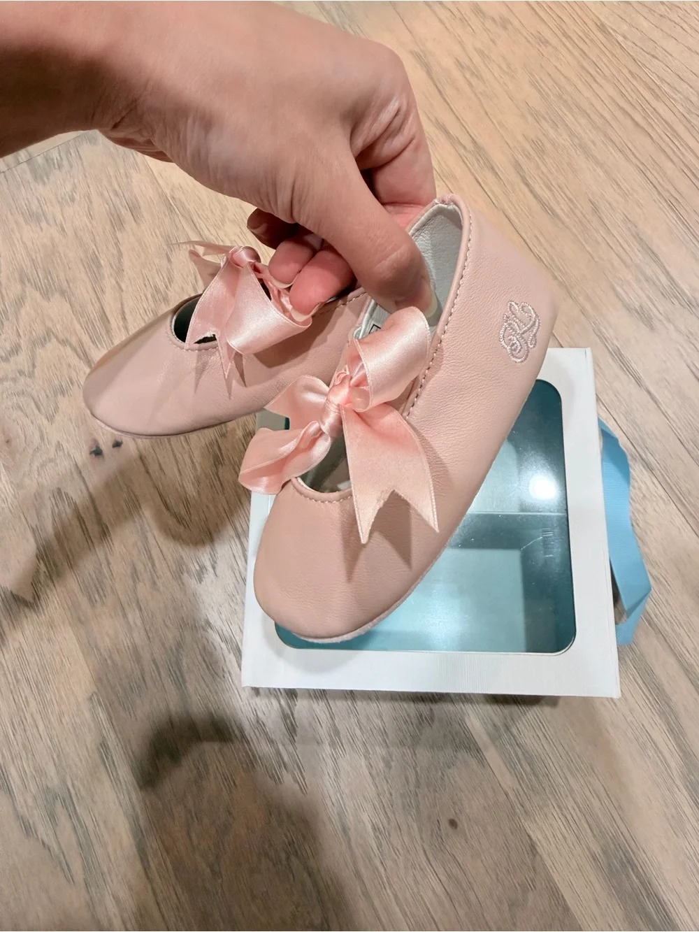 Ralph Lauren Pink lambskin Mary Jane Baby Shoes